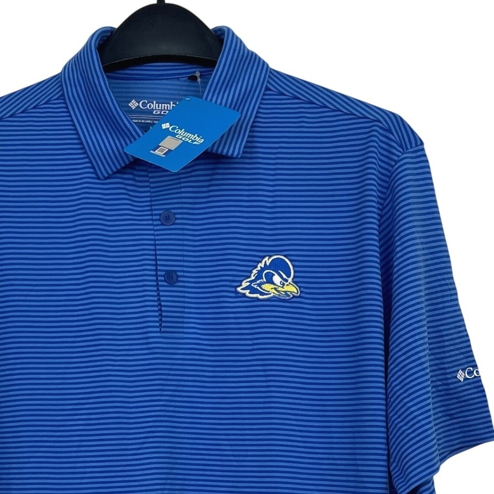 NEW Columbia Golf DELAWARE BLUE HENS Omni Wick One Swing Polo Shirt Mens XL Blue